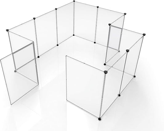 Tespo Pet Playpen, Portable Large Plastic Yard Fence Small Animals, Puppy Kennel Crate Fence Tent, 28 X 20 Inch, White, 12 Panels