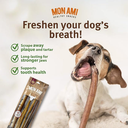 Mon Ami Regular Bully Sticks for Large and Small Dogs (11-12 inches, Pack of 16) - Grass Fed Dog Treats - Bully Sticks Natural Dog Treat