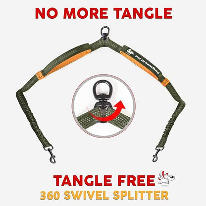 Exquisite Two Dog Leash Splitter | Double Dog Leash for Large Dogs Heavy Duty | No Tangle 2 Dog Leash Coupler | Dual Dog Leash Attachment | Retractable Dual Leashes for 2 Dogs