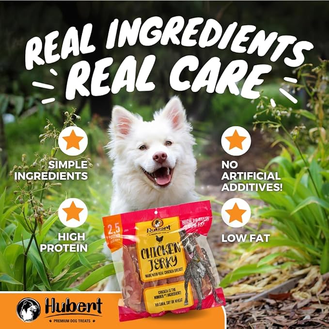 Hubert Pet Premium Chicken Jerky Dog Treats, Grain Free, Low Ingredient, USA Tested, 2.5 lbs Super Value Pack