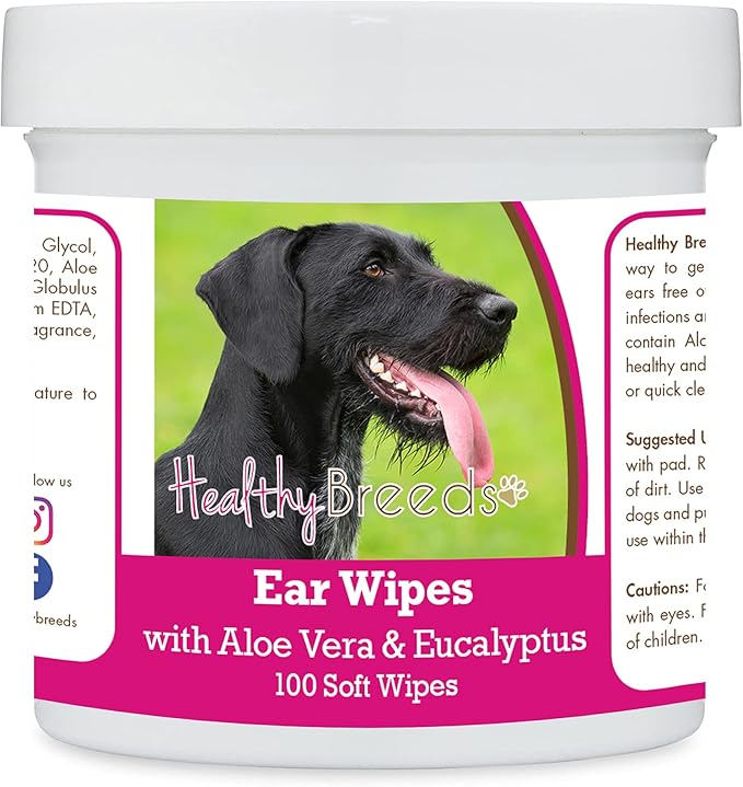 Healthy Breeds German Wirehaired Pointer Ear Cleaning Wipes with Aloe & Eucalyptus for Dogs 100 Count