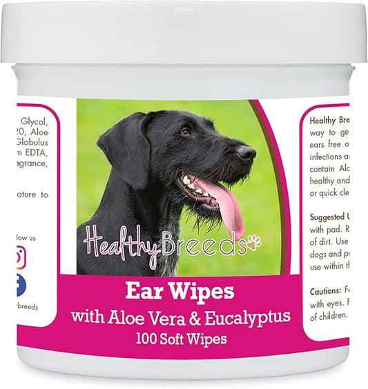 Healthy Breeds German Wirehaired Pointer Ear Cleaning Wipes with Aloe & Eucalyptus for Dogs 100 Count