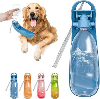 19oz Dog Water Bottle, Collapsible Dog Travel Water Bottle, Portable Dog Water Dispenser with Foldable Drinking Cup Bowl for Walking, Hiking, Lightweight, Leak-Proof, BPA Free, Blue