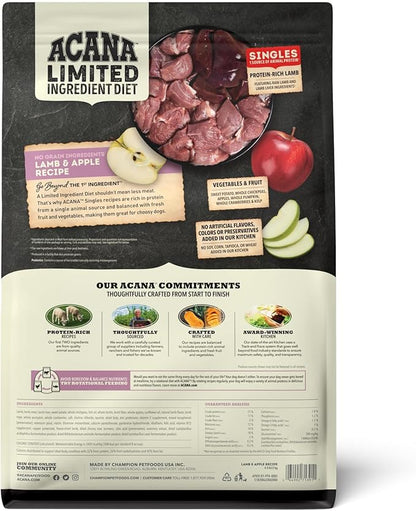 ACANA Singles Limited Ingredient Dry Dog Food, Grain Free Lamb & Apple Dog Food Recipe, 4.5lb