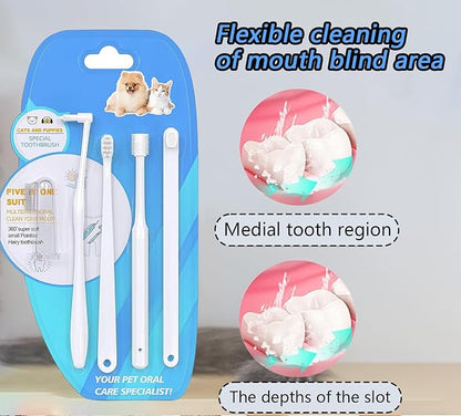 5Pcs Cat Dog Toothbrush Kit 360 Degree Dog Tooth Brush Suitable for All Cats and Dogs Dental Care Meet All Cleaning Needs, Multi-Functional Dental Cleaning