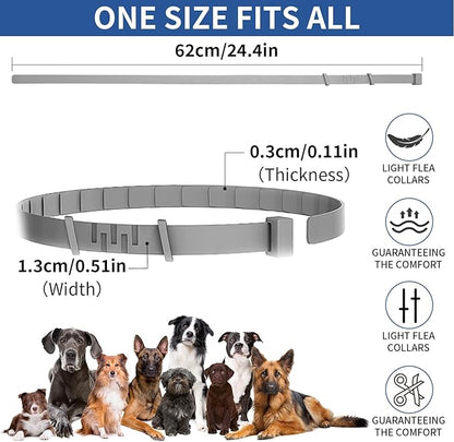 4 Pack Flea Collar for Dogs, 8 Months Flea and Tick Collar for Dogs Puppies, Flea and Tick Prevention for Dogs, Adjustable Waterproof Dog Flea Collar, Dog Flea Tick Treatment-Pink Black Orange Gray