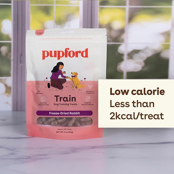 Pupford Freeze Dried Training Treats for Dogs & Puppies, 1400+ Two Ingredient Bites (Rabbit, 4 oz, 3 Pack)