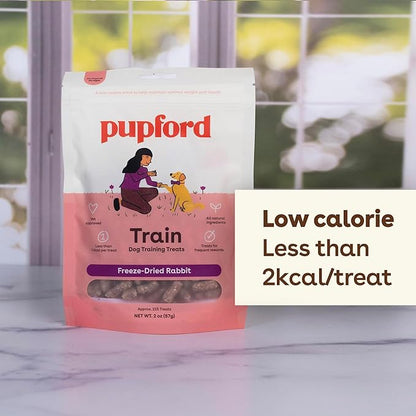 Pupford Freeze Dried Training Treats for Dogs & Puppies, 1400+ Two Ingredient Bites (Rabbit, 4 oz, 3 Pack)