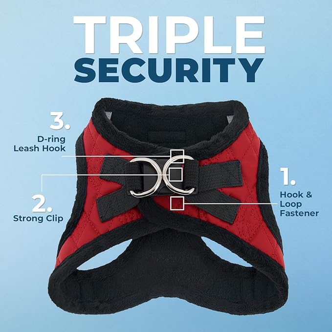 Voyager Step-In Plush Dog Harness – Soft Plush, Step In Vest Harness for Small and Medium Dogs by Best Pet Supplies - Harness (Red Plush), XS (Chest: 13 - 14.5")