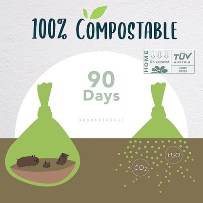 Compostable Dog Poop Bag Rolls, Doggie Poop Bags Refills, Eco-Friendly Pet Waste Bags, Vegetable-Based Unscented, Extra Thick, Leak Proof, Size 9 x 13 Inches, 360 count
