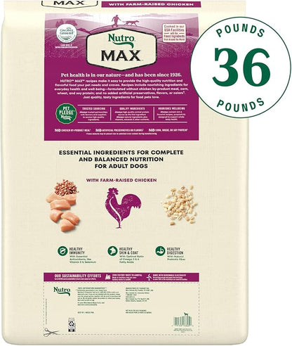 Nutro Max Adult Dry Dog Food with Farm-Raised Chicken, 36 lb. Bag