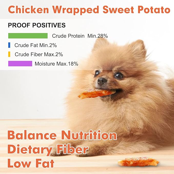 MON2SUN Dog Treats Rawhide Free Chicken Wrapped Sweet Potato Dog Snacks, Gluten & Grain Free Dog Treats for Puppy and Small Dogs, (Chicken, 1.56 Pound-Pack of 1)