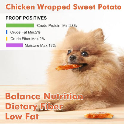 MON2SUN Dog Treats Rawhide Free Chicken Wrapped Sweet Potato Dog Snacks, Gluten & Grain Free Dog Treats for Puppy and Small Dogs, (Chicken, 1.56 Pound-Pack of 1)
