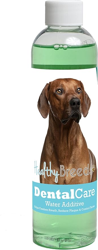 Healthy Breeds Dog Dental Care Water Additive for Rhodesian Ridgeback - Helps Freshen Breath, Reduce Plaque & Control Tartar - Mint Flavor - 8 oz