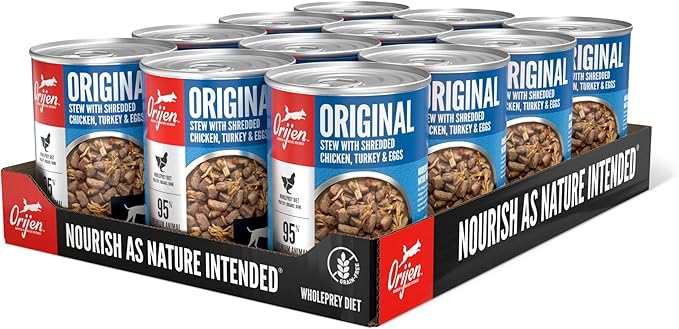 ORIJEN Original Stew Recipe with Chicken, Turkey & Eggs Wet Dog Food, WholePrey Ingredients, 12.8oz (Case of 12)