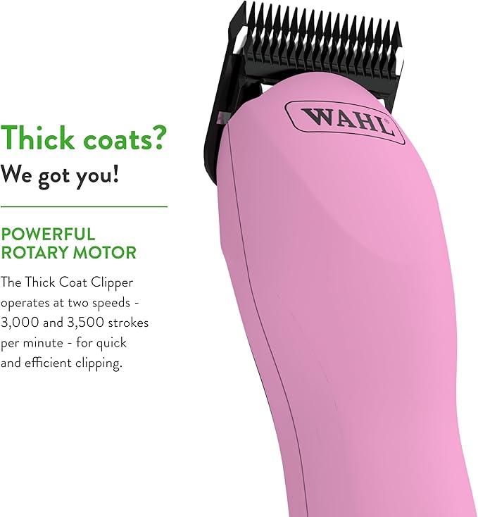 WAHL Professional Animal Thick Coat Pet Clipper & Dog Clipper (#9787-300) - Dog Hair Remover - Grooming Clippers for Dog, Cat & Pets - for Thick Haired Dogs & Pets - 2 Speeds - Pink