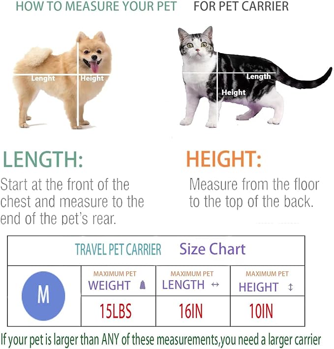 Cat Carrier Dog Carrier Pet Carrier Cat Bags for Small Medium Cats Dogs Puppies of 15 Lbs,of Airline Approved Small Dog Bag Soft Sided,Collapsible Travel Puppy Carrier(Medium, Purple)