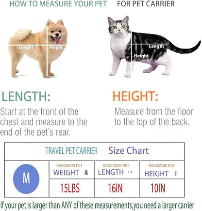 Cat Carrier Dog Carrier Pet Carrier Cat Bags for Small Medium Cats Dogs Puppies of 15 Lbs,of Airline Approved Small Dog Bag Soft Sided,Collapsible Travel Puppy Carrier(Medium, Purple)