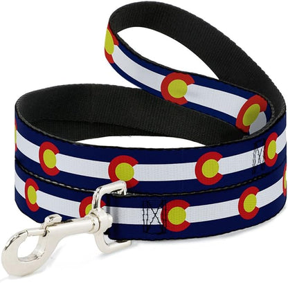 Dog Leash Colorado Flags2 Repeat 6 Feet Long 1.5 Inch Wide