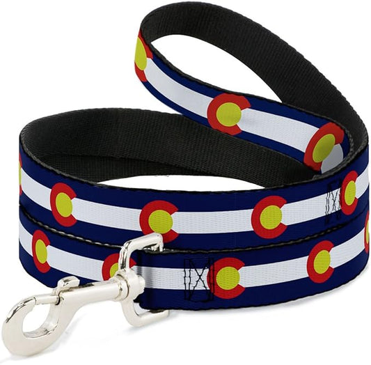 Dog Leash Colorado Flags2 Repeat 6 Feet Long 1.5 Inch Wide