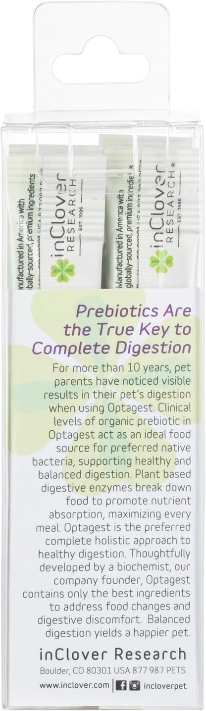 In Clover Optagest Organic Prebiotic and Natural Enzyme Powder for Healthy Stools and Less Gas, Without Foreign Probiotics. Immune Support and Digestive Enzymes for Dogs and Cats, 7sticks