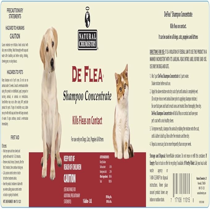 Natural Chemistry De Flea Concentrate Flea and Tick Shampoo, 1-Gallon