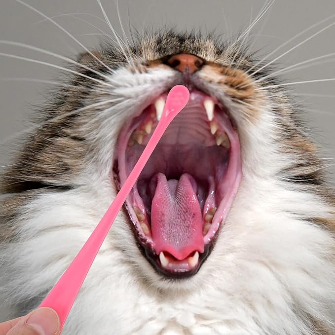 Mipcase Dog Cat Toothbrush 2Pcs Long Handle Pet Toothbrushes Soft Bristles Cat Dental Care Dog Teeth Cleaning Toothbrush for Pet Puppy Kitten Pink