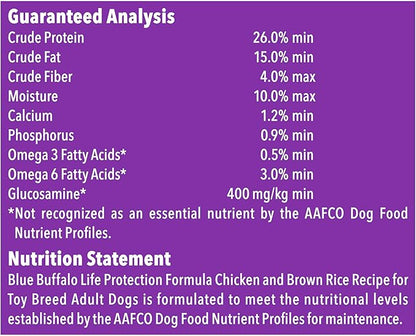 Blue Buffalo Life Protection Formula Natural Adult Toy Breed Dry Dog Food, Chicken and Brown Rice 4-lb