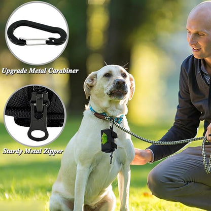 Dog Poop Bag Holder, 2 Pack Poop Bag Holder for Leash, CAKOVANO Pet Waste Bag Dispenser Dog Bag Holder Leash Attachment, Poop Bag Dispenser with Carabiner Clip with 2 Rolls of Poop Bags