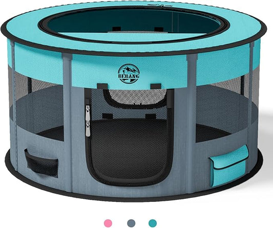 Playpen for Dogs, 44"*44"*24" Large Foldable Pet Play Pens Indoor Outdoor Exercise Pen with Carrying Case Food Bowl for Cat Puppy Rabbit