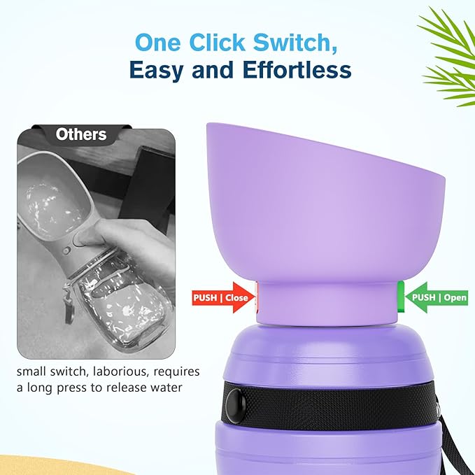 Pecute Portable Dog Water Bottle, 2 in 1 Cat Dog Travel Water Bottle Bowl Leakproof with Double Seal, BPA Free, Lightweight, Pet Small Animal Water Bottel Dispenser for Outdoor Walking Hiking Travels