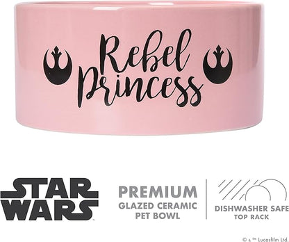 STAR WARS Princess Leia "Future is Female" Dog Bowl, 6 Inch | 6" Dog Bowl, Ceramic Dishwasher Safe STAR WARS Dog Food Bowl Holds up to 3.5 Water, Dry Food, or Wet Food,Pink,1 Count (Pack of 1),FF13175