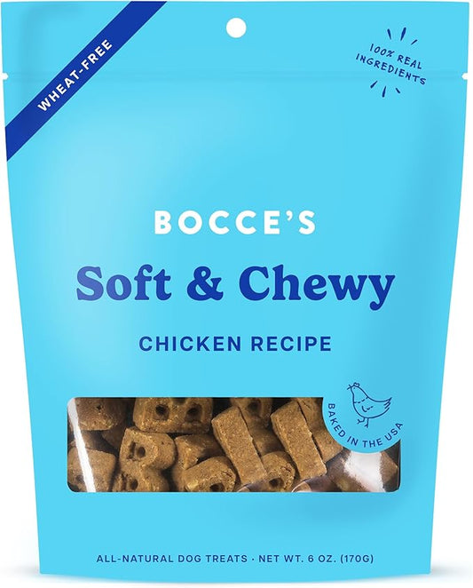 Bocce’s Bakery Oven Baked Chicken Recipe Treats for Dogs, Wheat-Free Everyday Dog Treats, Made with Real Ingredients, Baked in The USA, All-Natural Soft & Chewy Cookies, Chicken, 6 oz