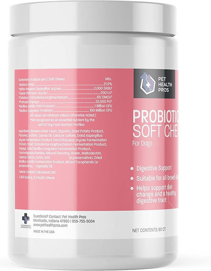 Advanced Probiotics for Dogs - Probiotic Soft Chew for Upset Stomach, Diarrhea & Constipation Relief - Promotes Happy Gut, Happy Dog - 60 ct