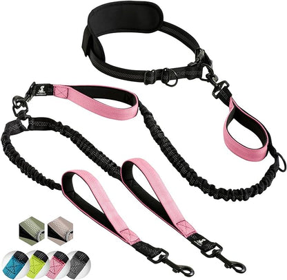 SparklyPets Hands Free Double Dog Leash – Dual Dog Leash for Medium and Large Dogs – Dog Leash for 2 Dogs with Padded Handles, Reflective Stitches, No Pull, Tangle Free