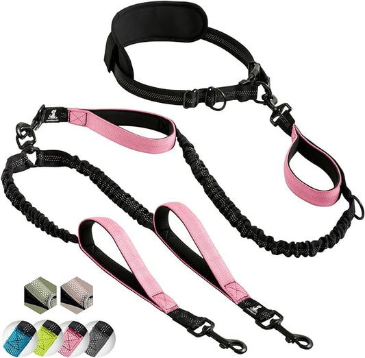 SparklyPets Hands Free Double Dog Leash – Dual Dog Leash for Medium and Large Dogs – Dog Leash for 2 Dogs with Padded Handles, Reflective Stitches, No Pull, Tangle Free
