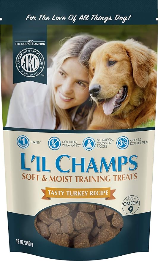 American Kennel Club Lil Champs Soft & Moist Training Treats, Turkey Flavor, All Breed Sizes, 12 Ounces