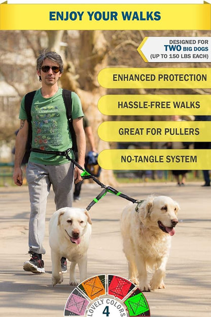 Exquisite Double Hands Free Leash for Large Dogs | Retractable Dog Leash 2 Dogs | Waist Dog Leash for Large Dogs | Two Dog Leash for Large Dogs | Leash for Big Dogs | Hands Free Running Dog Leash