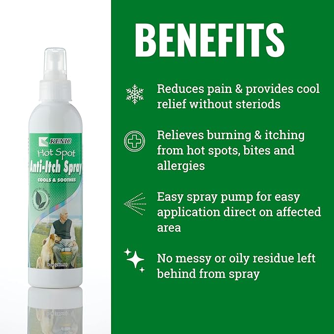 Ultra Cooling Hot Spot and Anti-Itch Pet Spray for Dogs, Made in USA