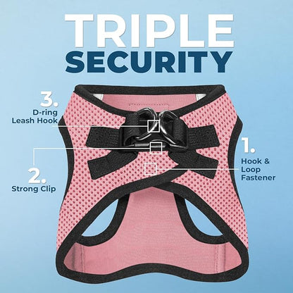 Voyager Step-in Air Dog Harness - All Weather Mesh Step in Vest Harness for Small and Medium Dogs and Cats by Best Pet Supplies - Harness (Pink/Black Trim), XX-Small