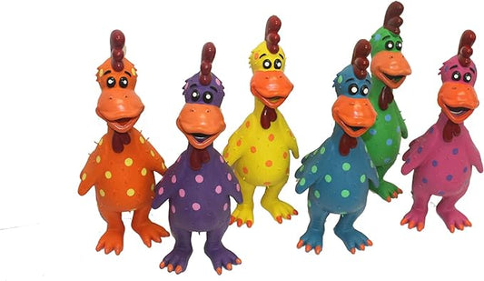Multipet's 11.5-Inch Latex Polka Dot Globken Chicken Dog Toy, Assorted Color - 1 Count