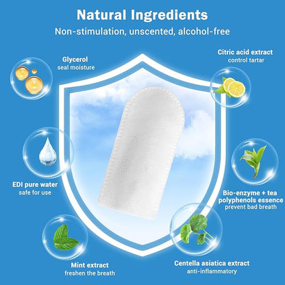 Avont Pet Teeth Cleaning Wipes for Dogs Cats, 50 PCS Dental Finger Wipes Reduce Plaque & Tartar, Dog Breath Freshener and Gum Care -M