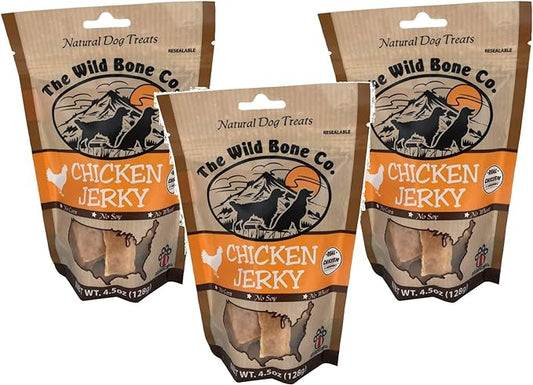 3 Pack of Chicken Jerky Natural Dog Treats, 4.5 Ounces Each, Made in The USA