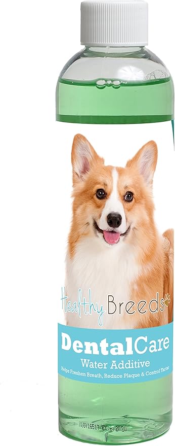 Healthy Breeds Dog Dental Care Water Additive for Pembroke Welsh Corgi - Helps Freshen Breath, Reduce Plaque & Control Tartar - Mint Flavor - 8 oz