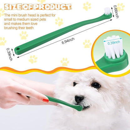 Yinder 12 Pcs Cat Toothbrush Small Dog Toothbrush Mini Head Soft Bristles Dog Tooth Brush Gentle Pet Toothbrush Long Handle Tooth Brush for Puppy Cats Large and Small Dog Dental Care (2 Colors)
