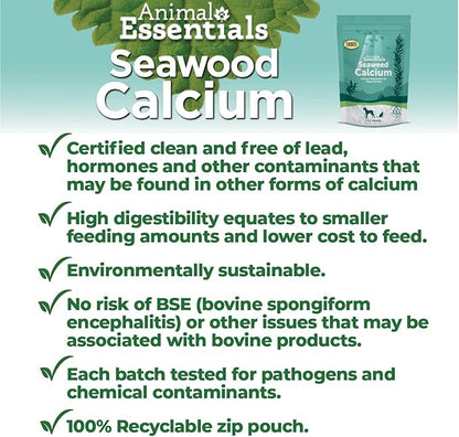 Animal Essentials Seaweed Calcium Supplement for Dogs & Cats, 12 oz (2-Pack), Iceland Seaweed Magnesium, Boron, Zinc