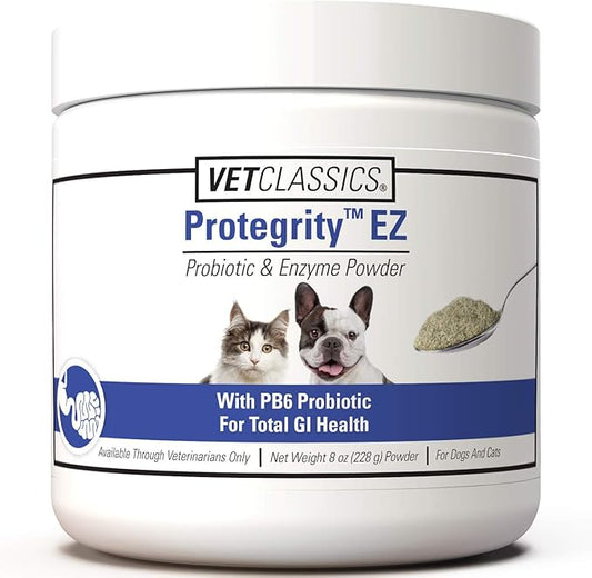 Vet Classics Protegrity EZ Probiotic Health Supplements for Dogs, Cats – Dog Digestive Support, Pet Gastrointestinal Health, Cat Stomach, Intestinal Balance – Pet Enzymes – 8 Oz. Powder