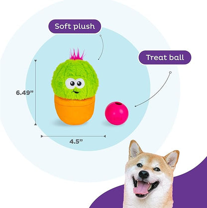 Outward Hound Nina Ottosson Snack Palz Interactive Plush Dog Puzzle with Treat Ball, Dog Enrichment Toys, Stuffable Dog Toy, Plush, Cactus, Green
