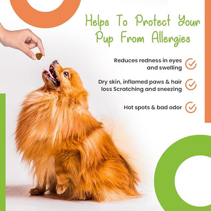 Allergy + Immune Chews for Dogs - Dog Supplements for Itchy Skin and Seasonal Allergy Relief- Natural Dog Immune Support- Digestive Health Probiotics - 120ct