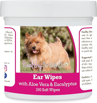 Healthy Breeds Norwich Terrier Ear Cleaning Wipes with Aloe & Eucalyptus for Dogs 100 Count